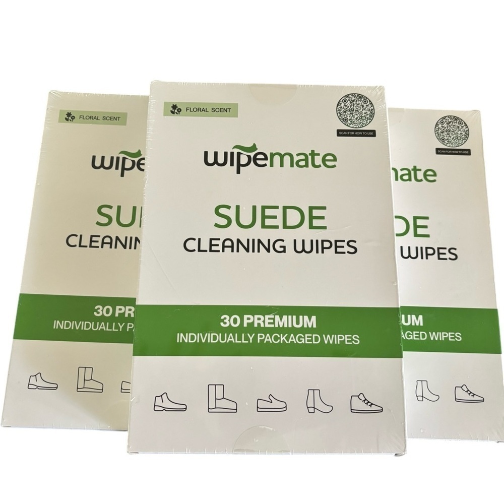Lot of 3 Wipemate Suede Shoe Wipes X 90 Packets Boots Jackets Handbags Floral